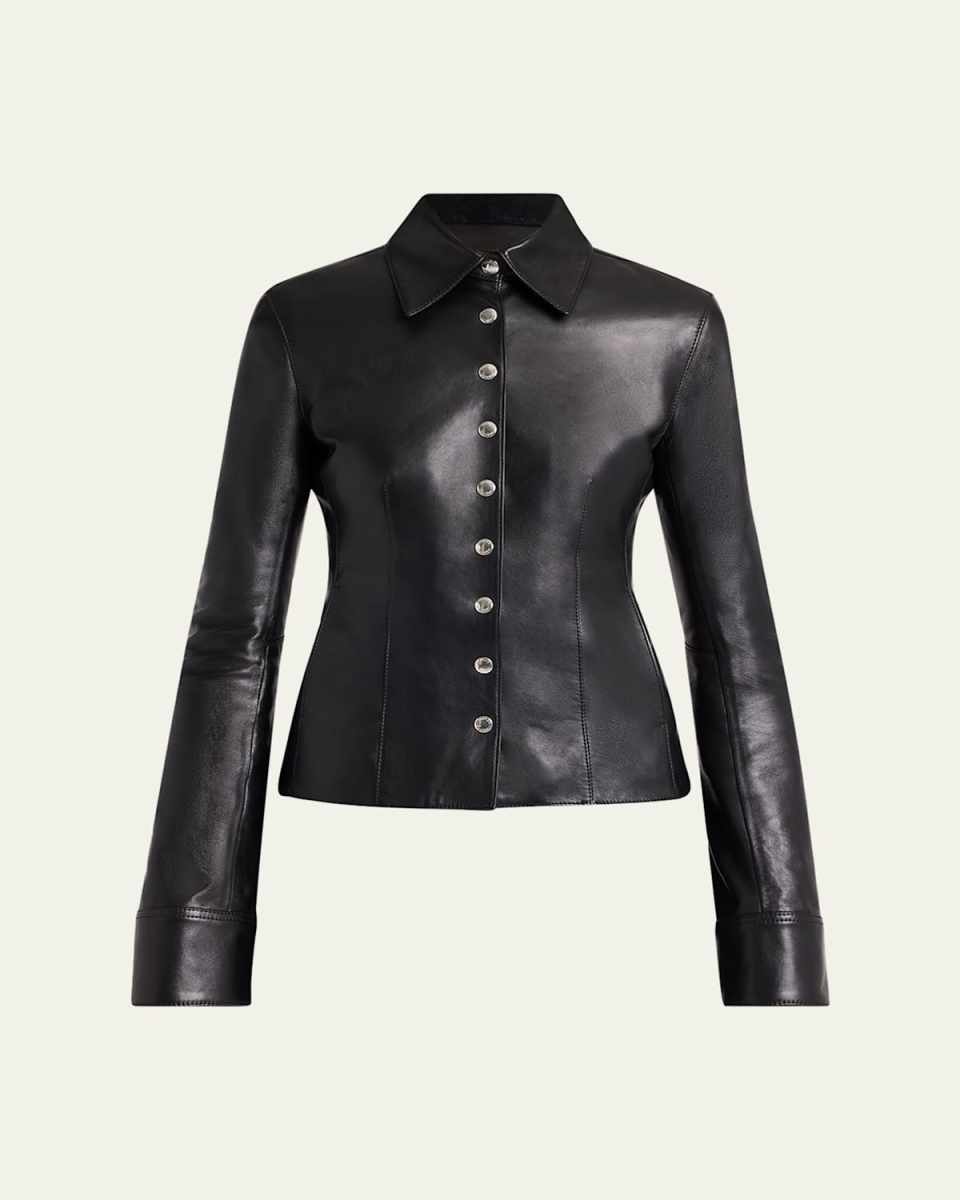 Leather Button-Down Top
